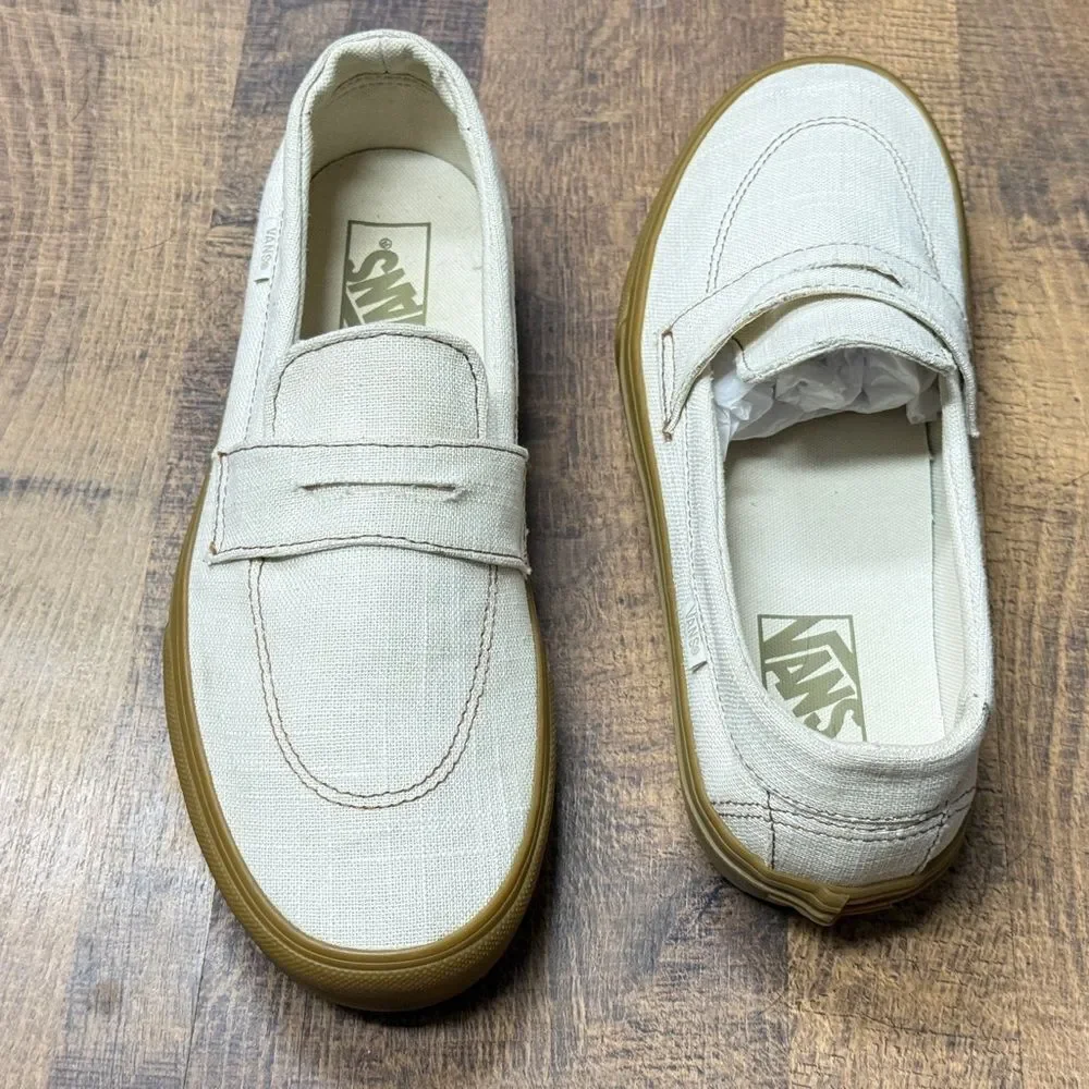 Vans Style 53 Linen Canvas Natural Gum Loafers Sneaker Size 8 NWOT